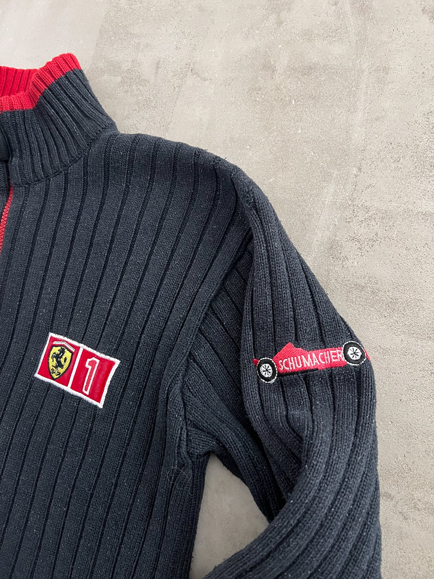 NAVY FERRARI KNIT JACKET - 2000S - M
