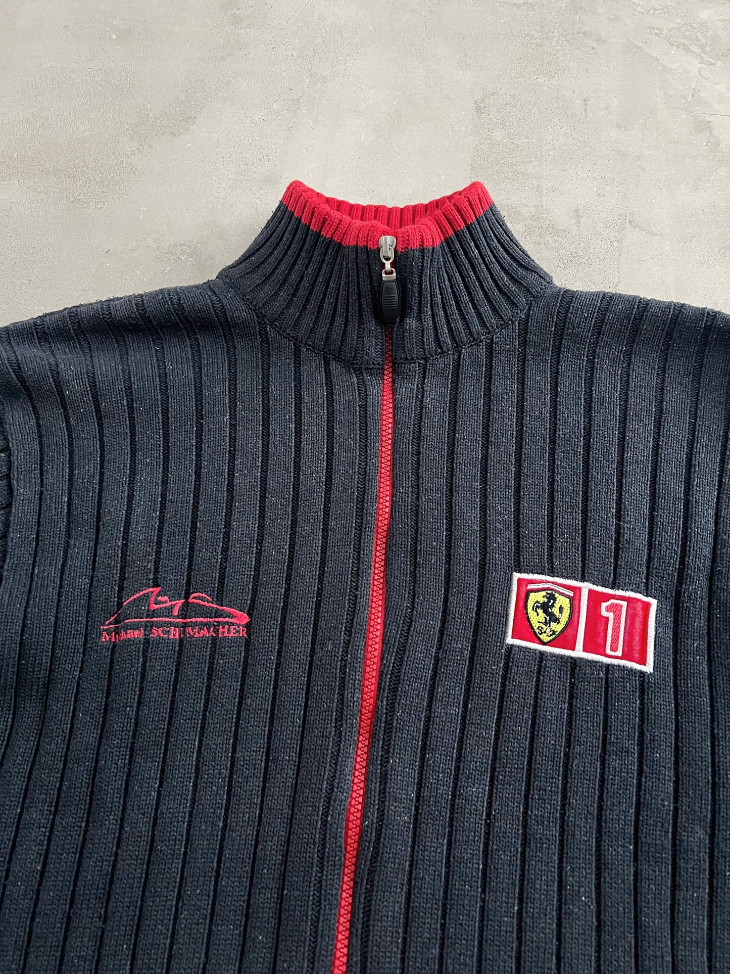 NAVY FERRARI KNIT JACKET - 2000S - M