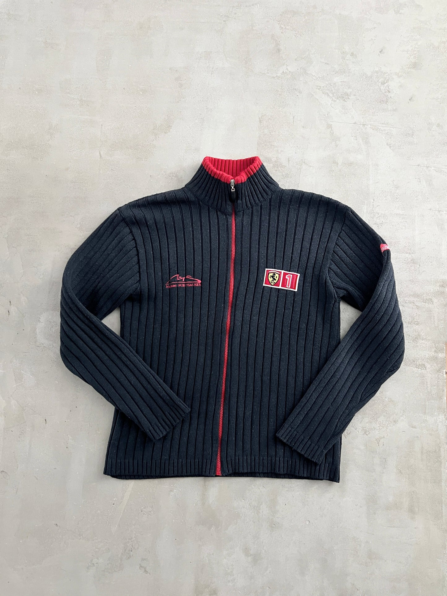 NAVY FERRARI KNIT JACKET - 2000S - M