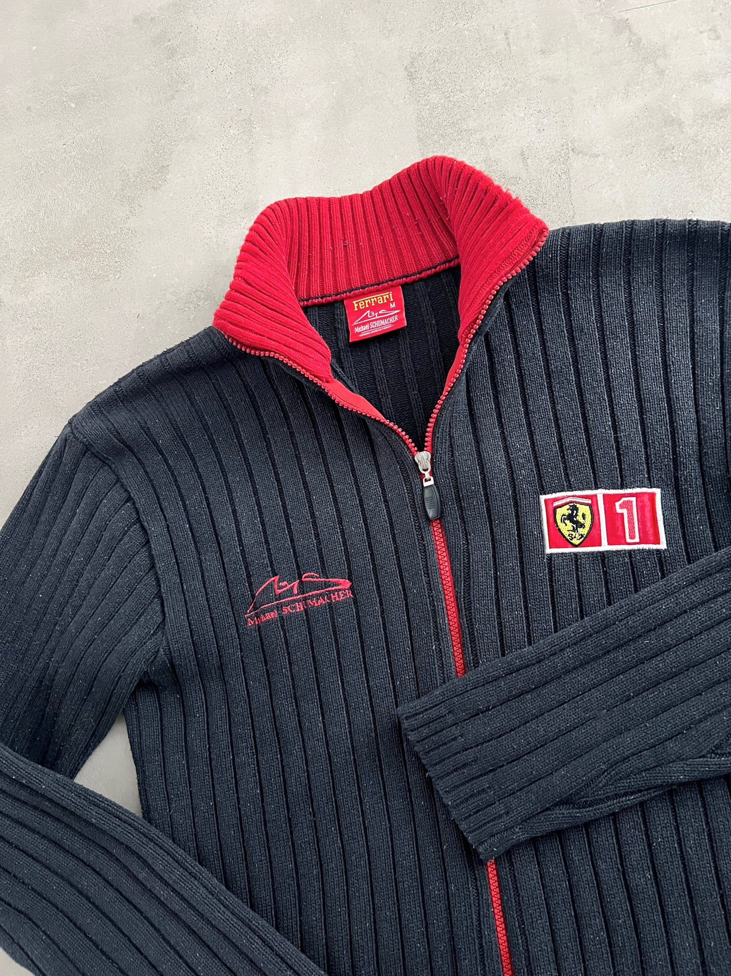 NAVY FERRARI KNIT JACKET - 2000S - M