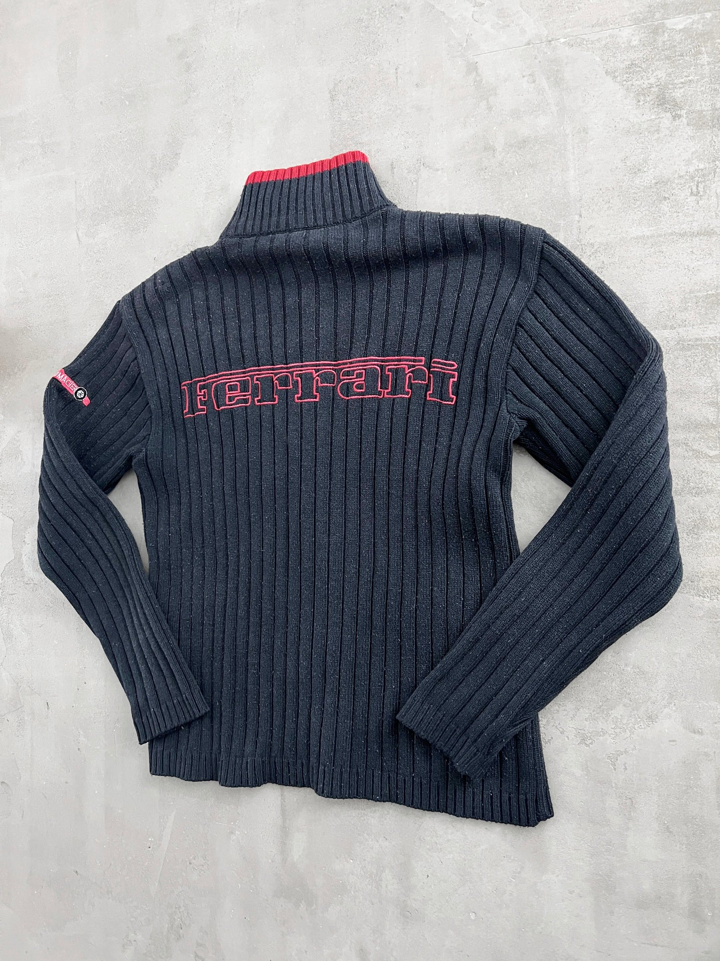 NAVY FERRARI KNIT JACKET - 2000S - M