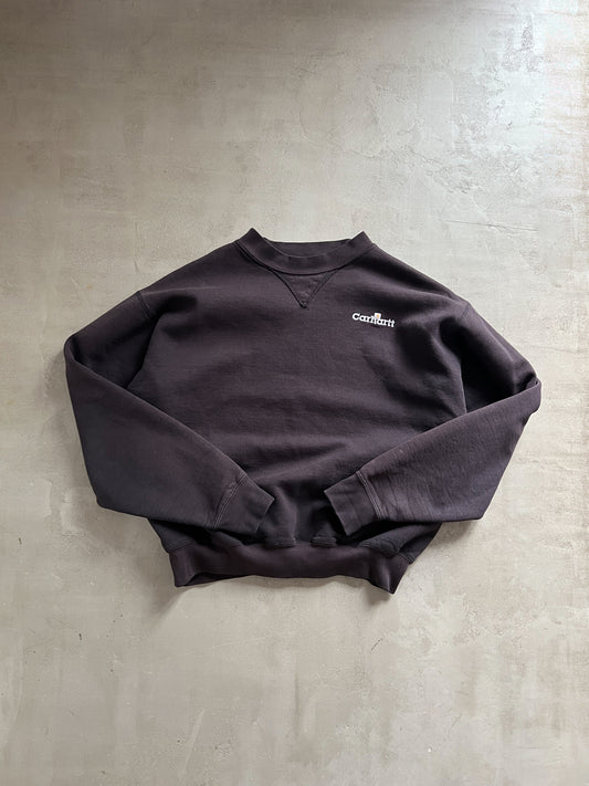 FADED BLACK/BROWN CARHARTT SWEATER - 1990S - S