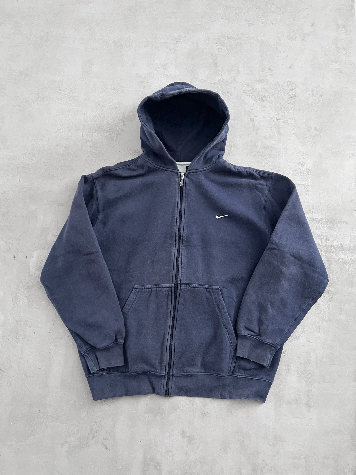 NAVY NIKE ZIP UP HOODIE - 2000S - L