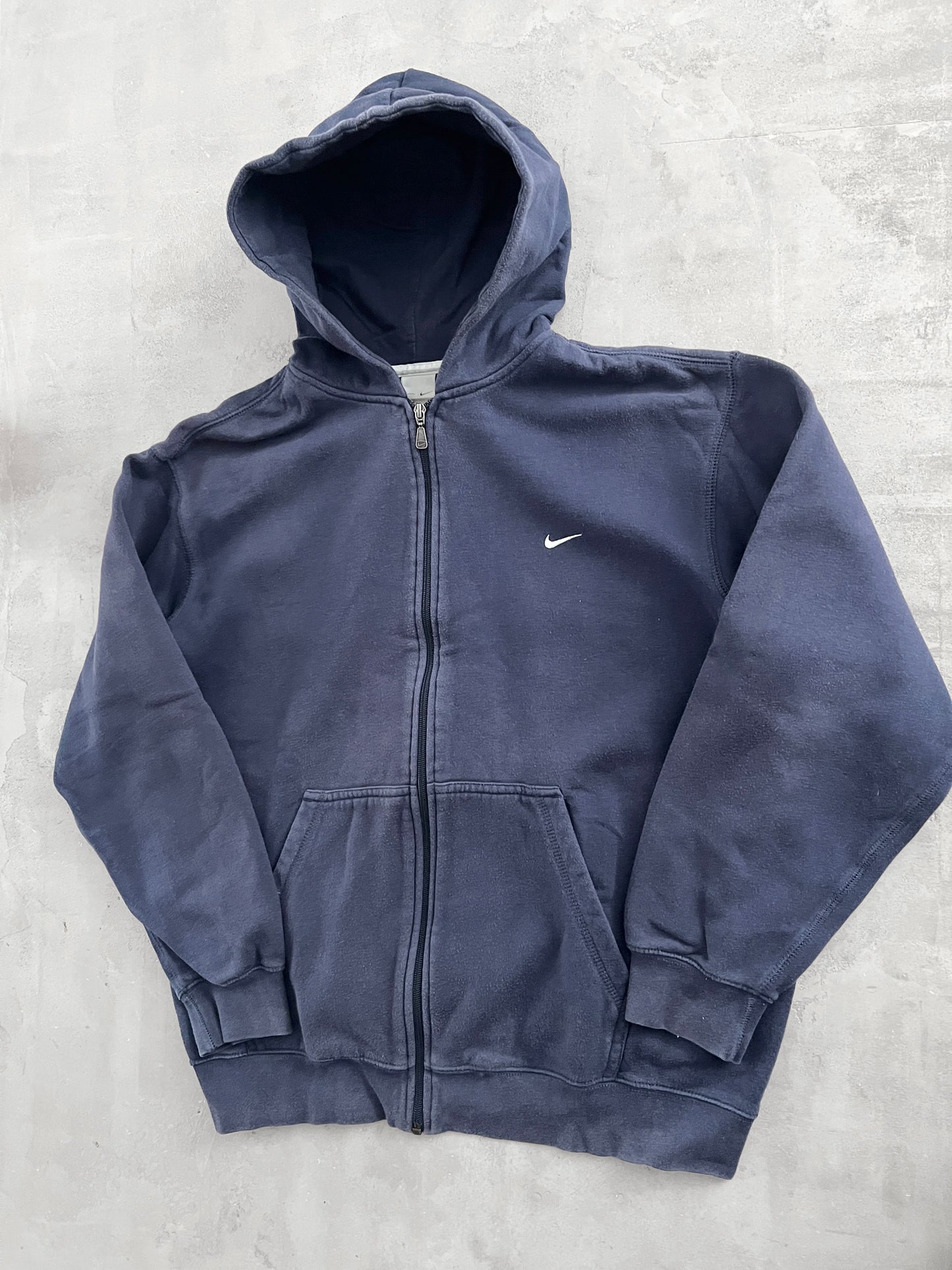 NAVY NIKE ZIP UP HOODIE - 2000S - L