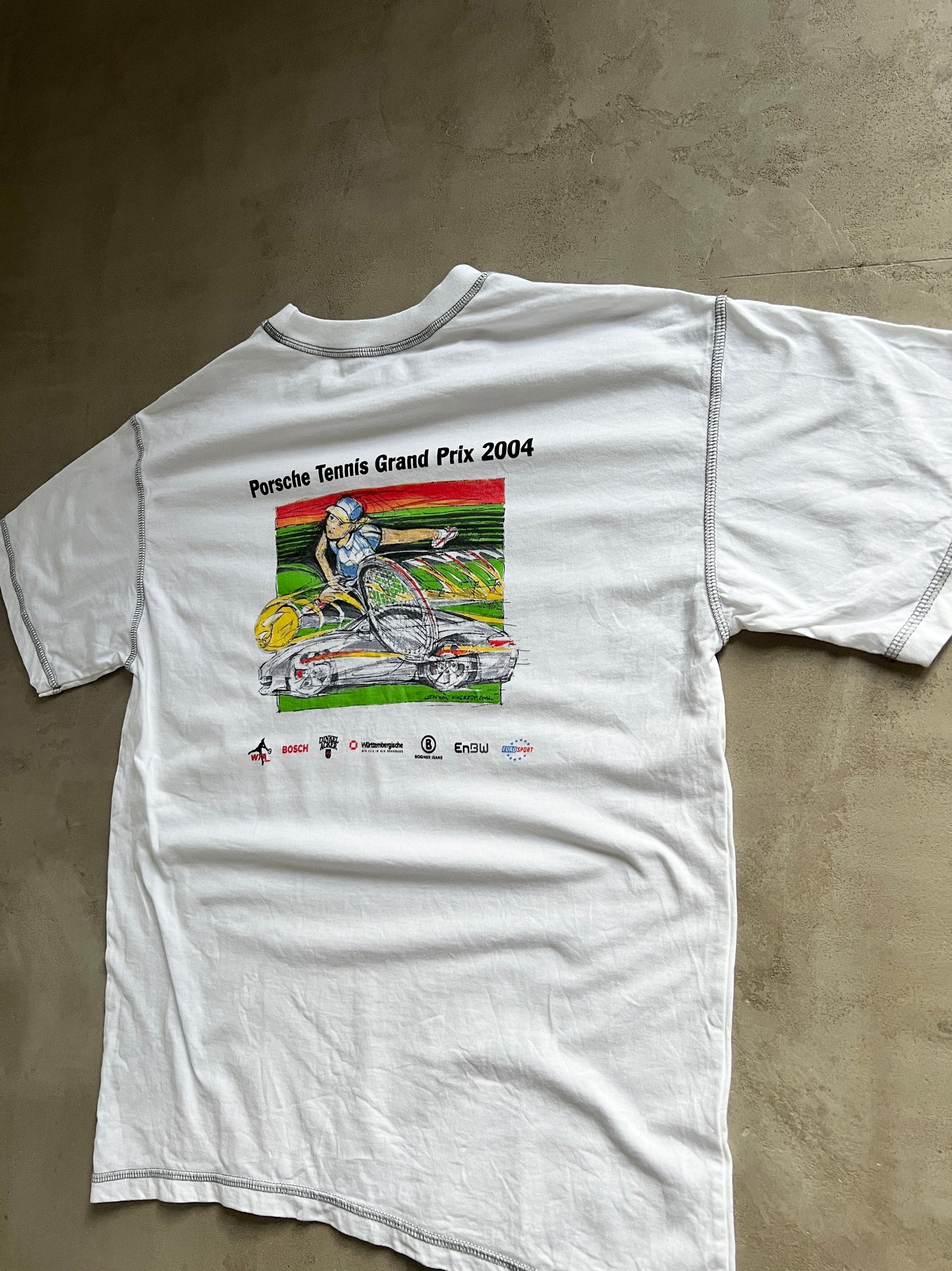 WHITE PORSCHE TEE - 2000S - S