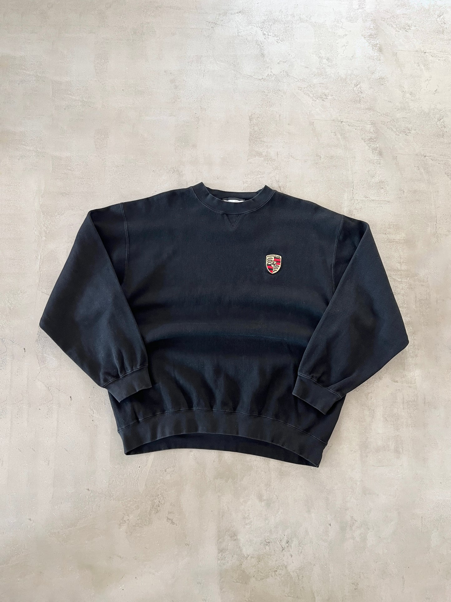 BLACK PORSCHE SWEATER - 1990S - L/M