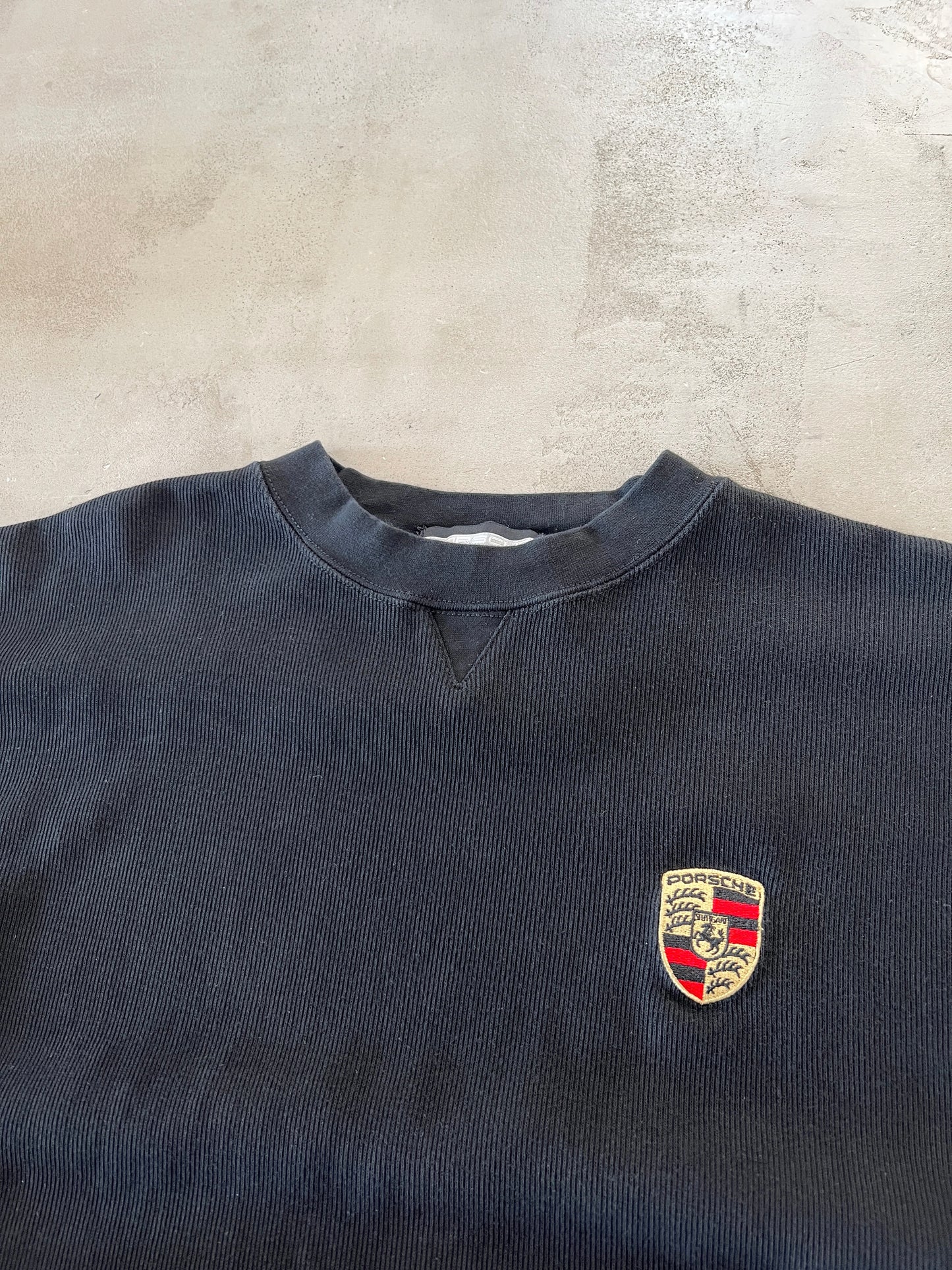 BLACK PORSCHE SWEATER - 1990S - L/M