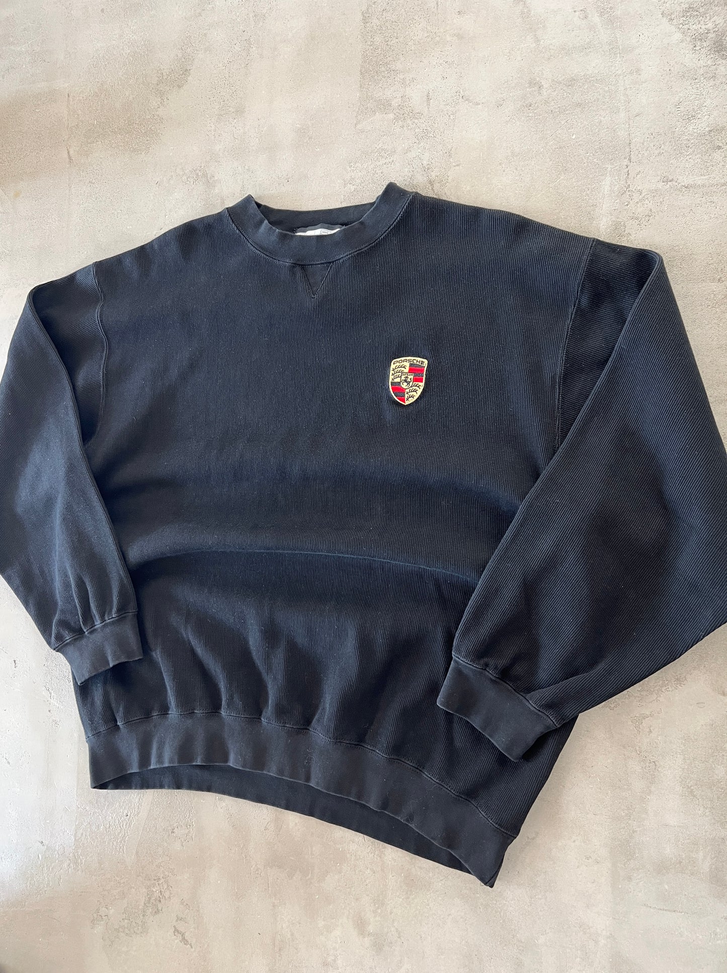 BLACK PORSCHE SWEATER - 1990S - L/M