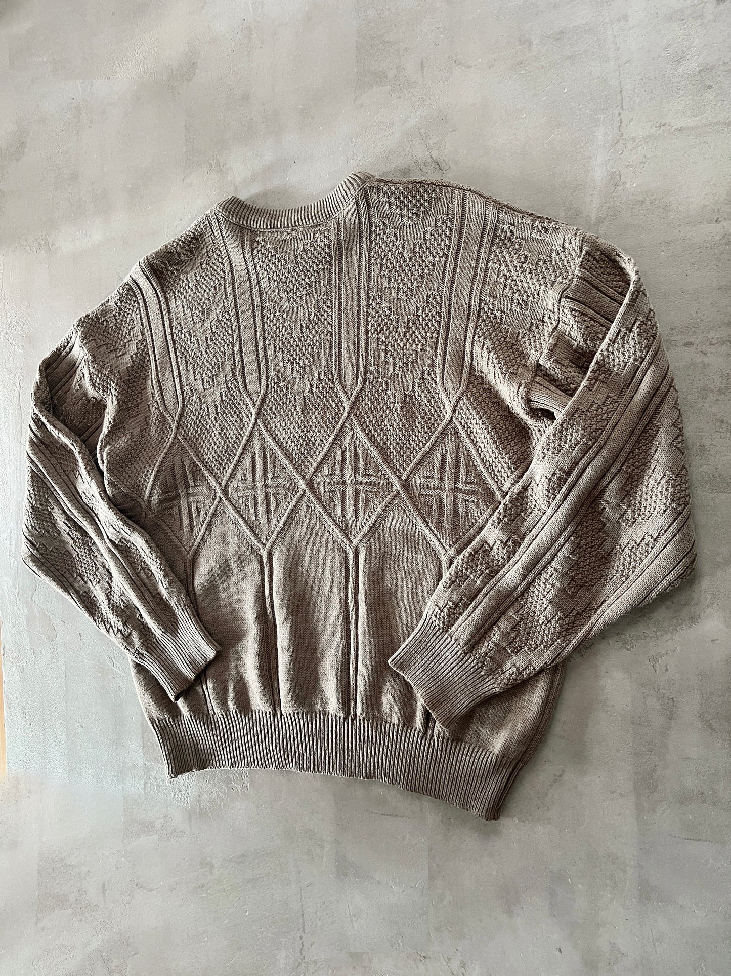 BEIGE LACOSTE KNIT SWEATER - 2000S - L