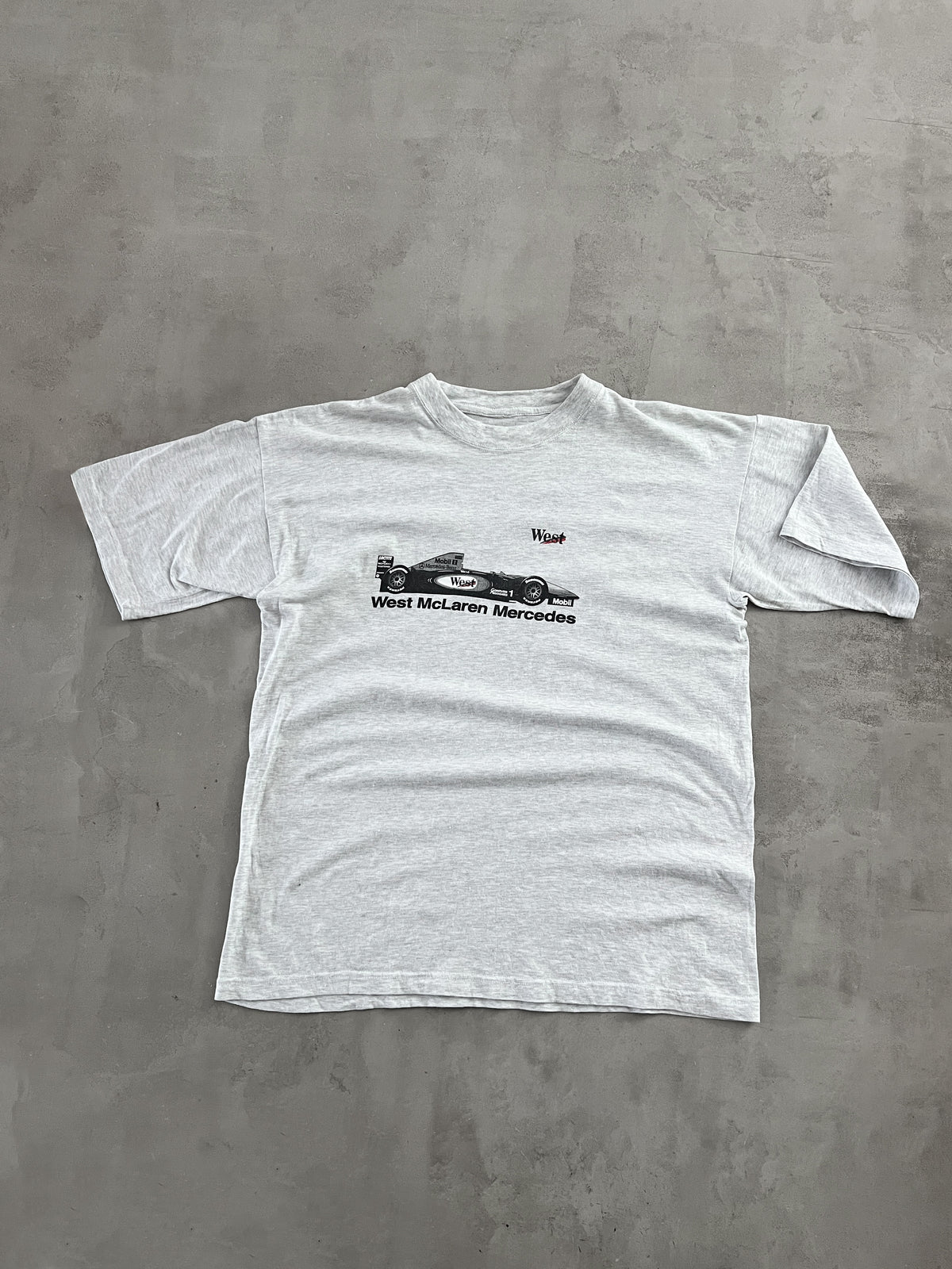 GREY MERCEDES BENZ MCLAREN RACING TEE - 1990S - L/XL