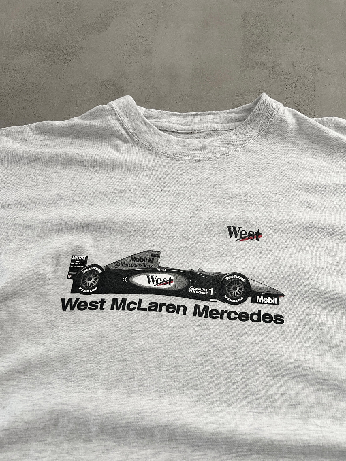 GREY MERCEDES BENZ MCLAREN RACING TEE - 1990S - L/XL