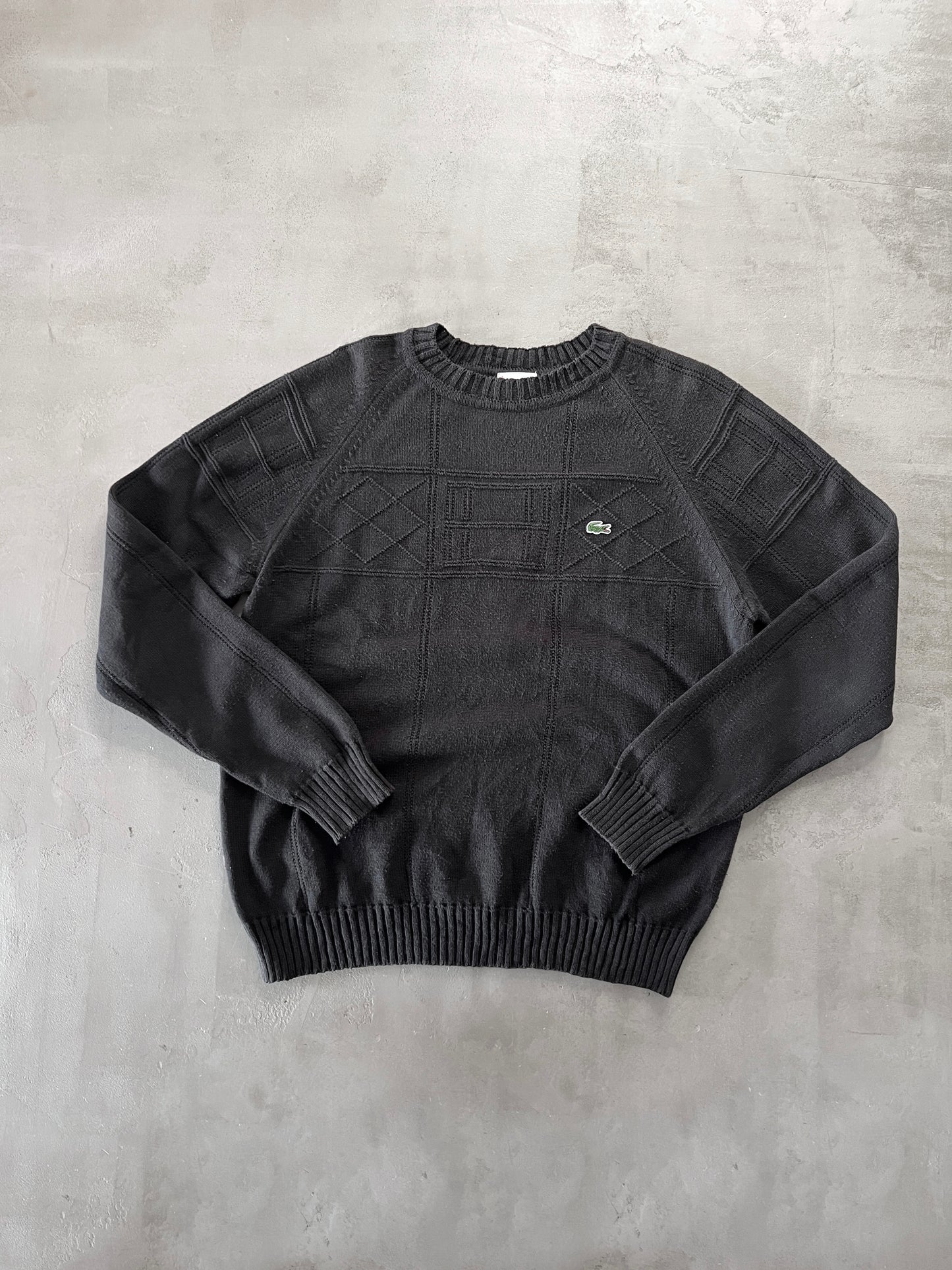 BLACK LACOSTE KNIT SWEATER - 2000S - M