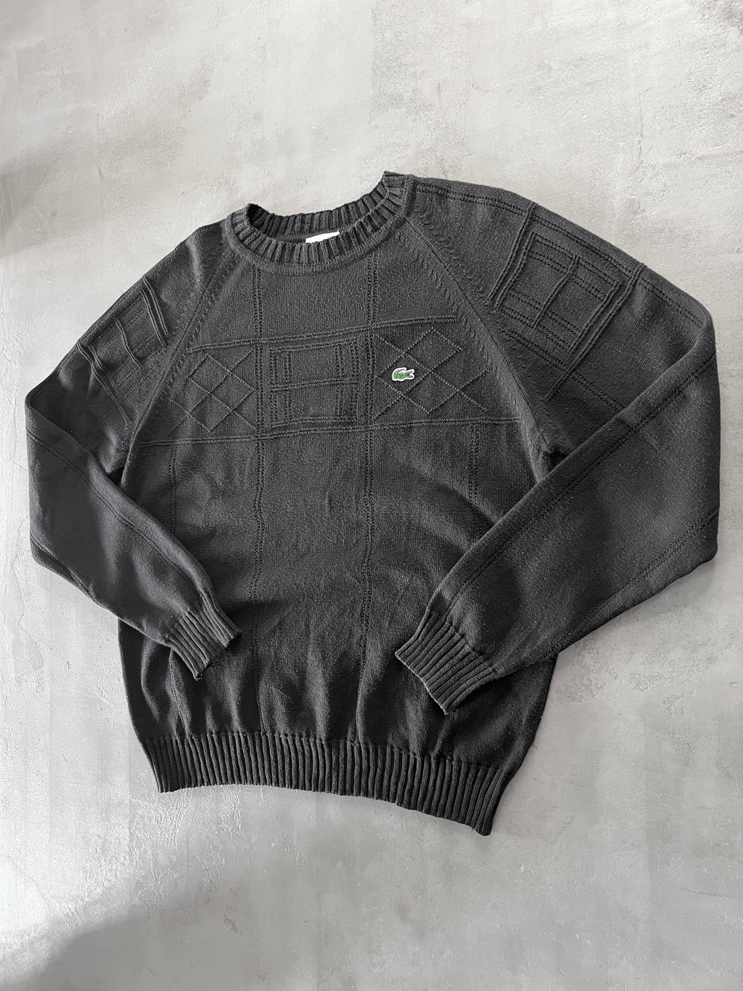 BLACK LACOSTE KNIT SWEATER - 2000S - M