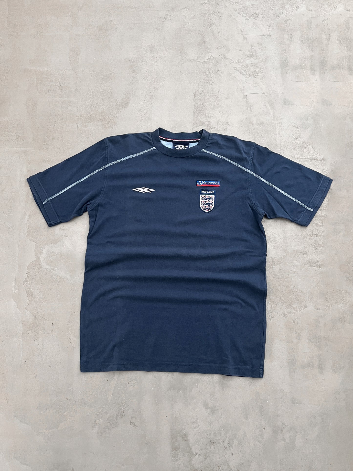 NAVY ENGLAND UMBRO TEE - 1990S - XL