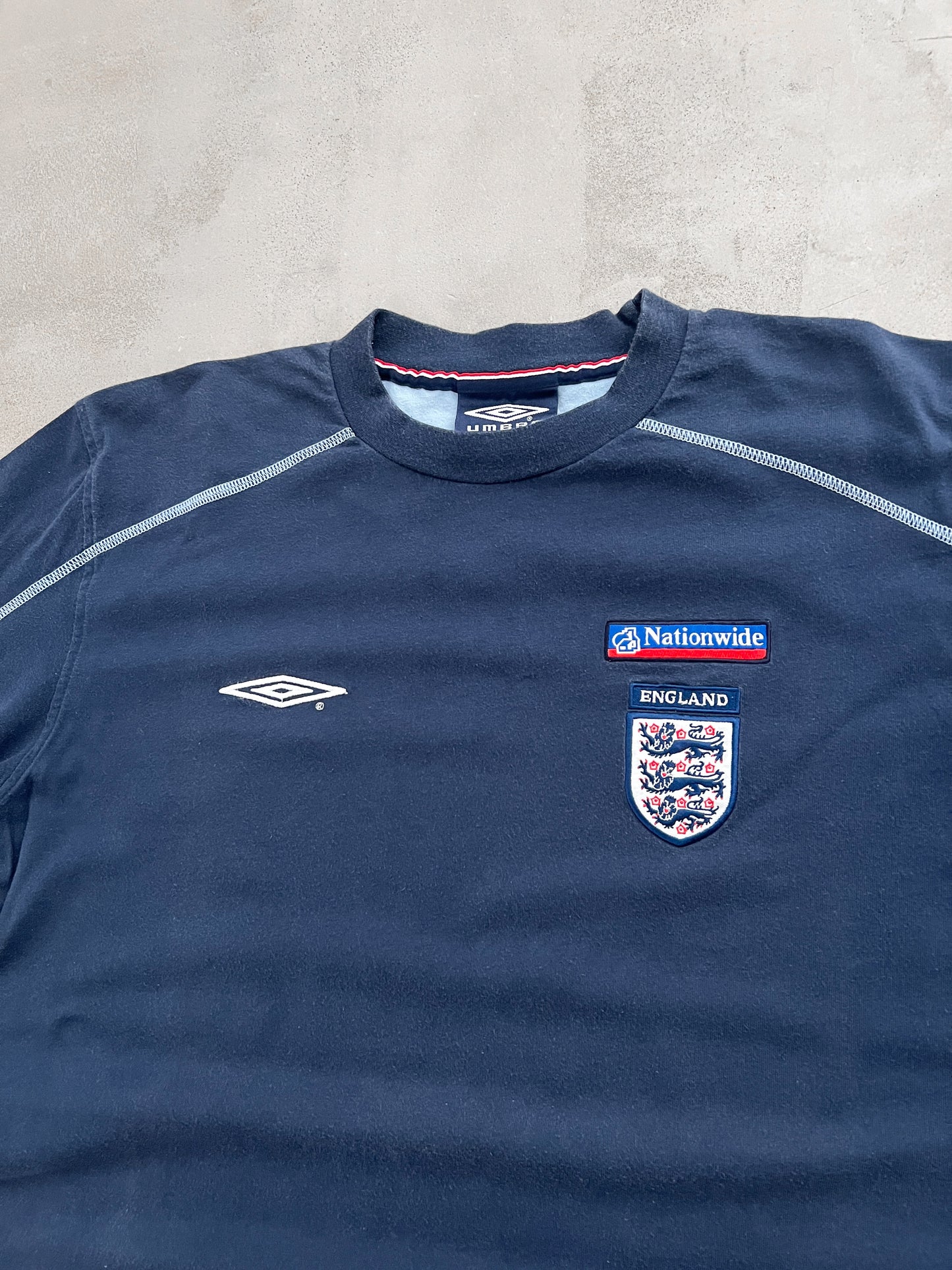 NAVY ENGLAND UMBRO TEE - 1990S - XL