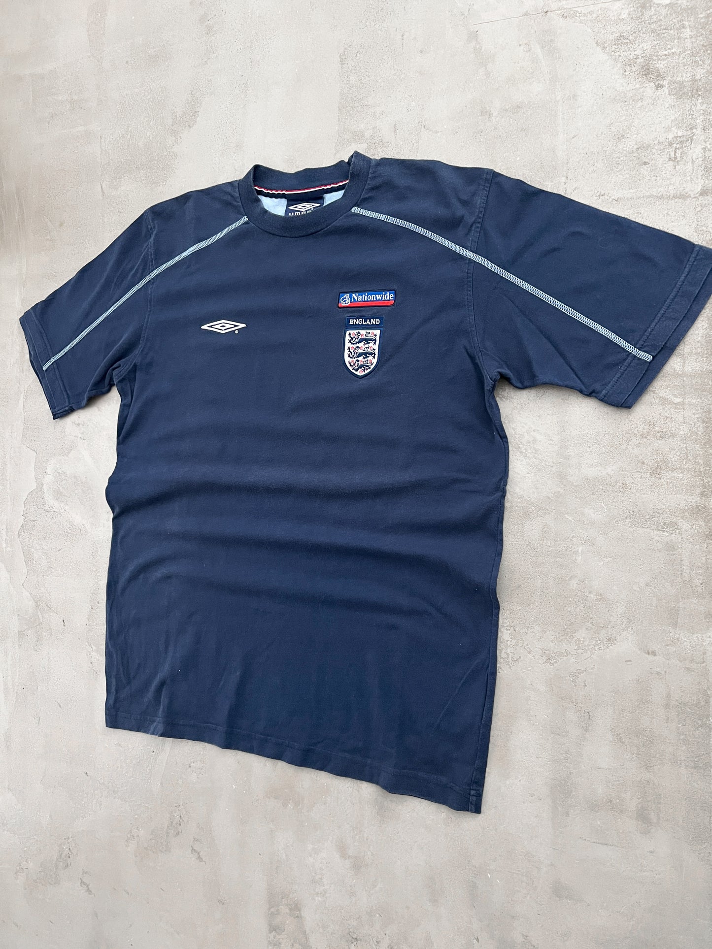 NAVY ENGLAND UMBRO TEE - 1990S - XL