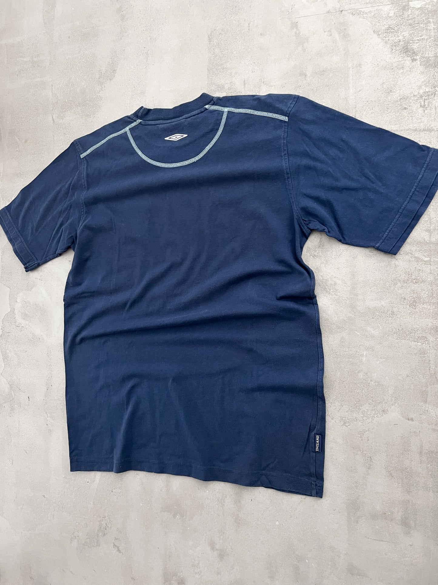 NAVY ENGLAND UMBRO TEE - 1990S - XL