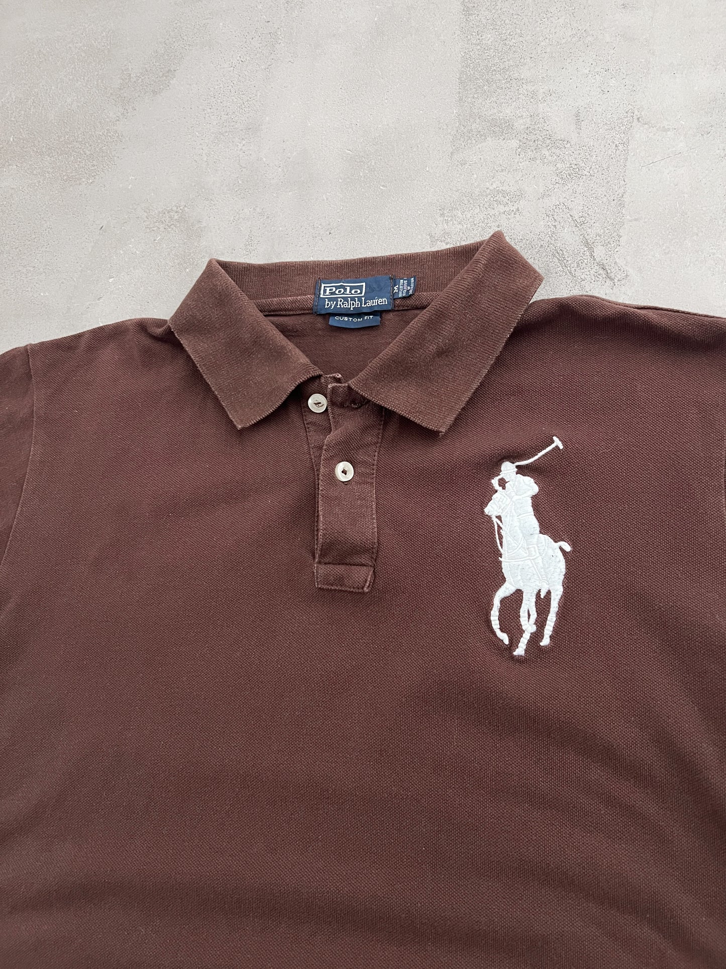 MOCHA RALPH LAUREN BIG PONY POLO - 2000S - WOMENS S/M