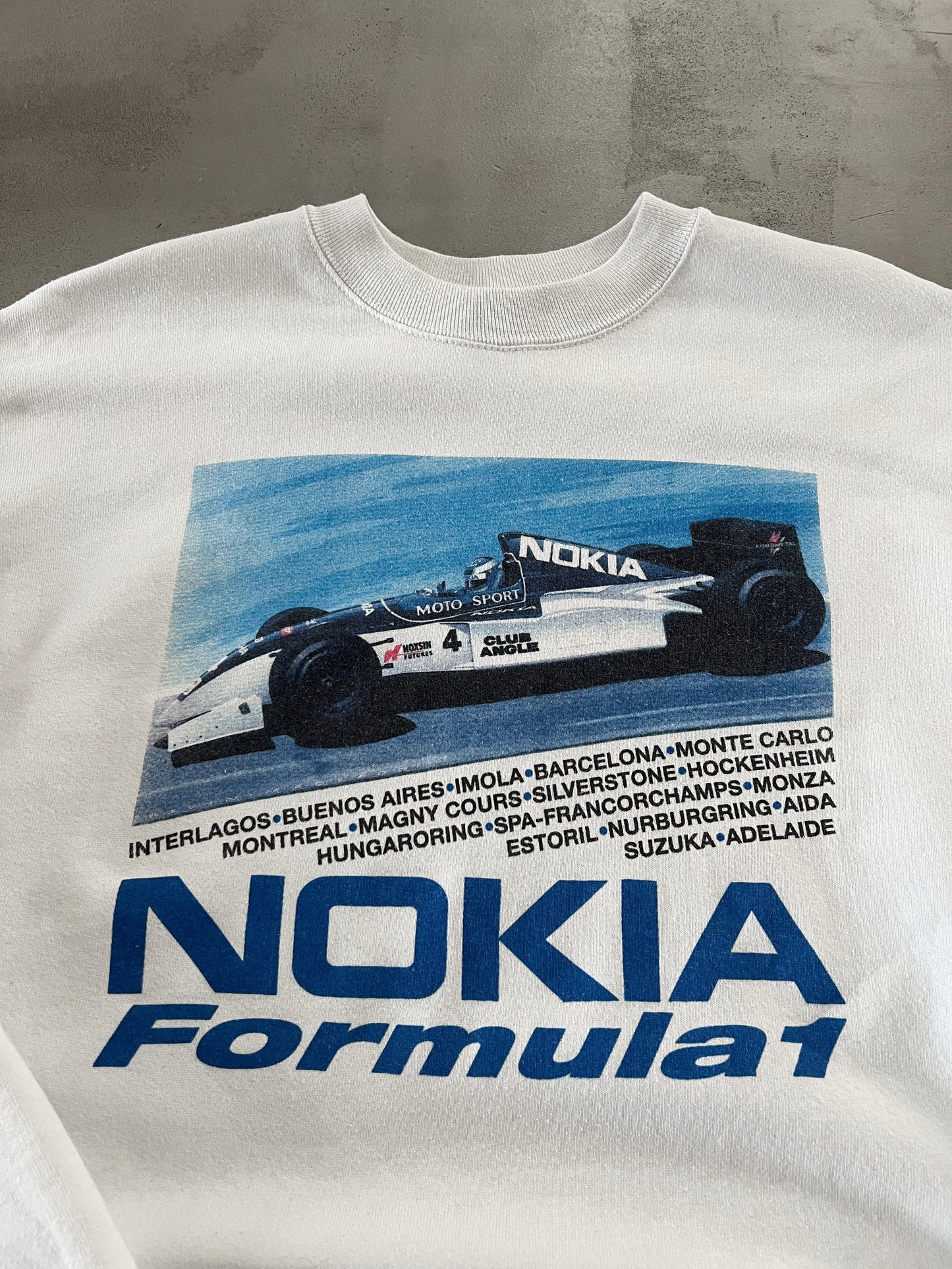 WHITE NOKIA F1 RACING SWEATER - 1990S - L