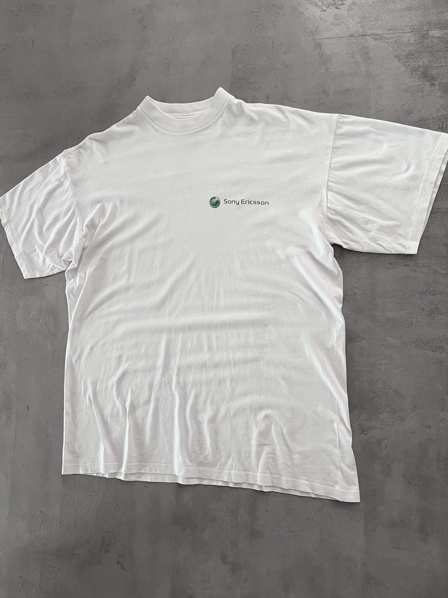 WHITE SONY ERICSSON PROMO TEE - 1990S - XL
