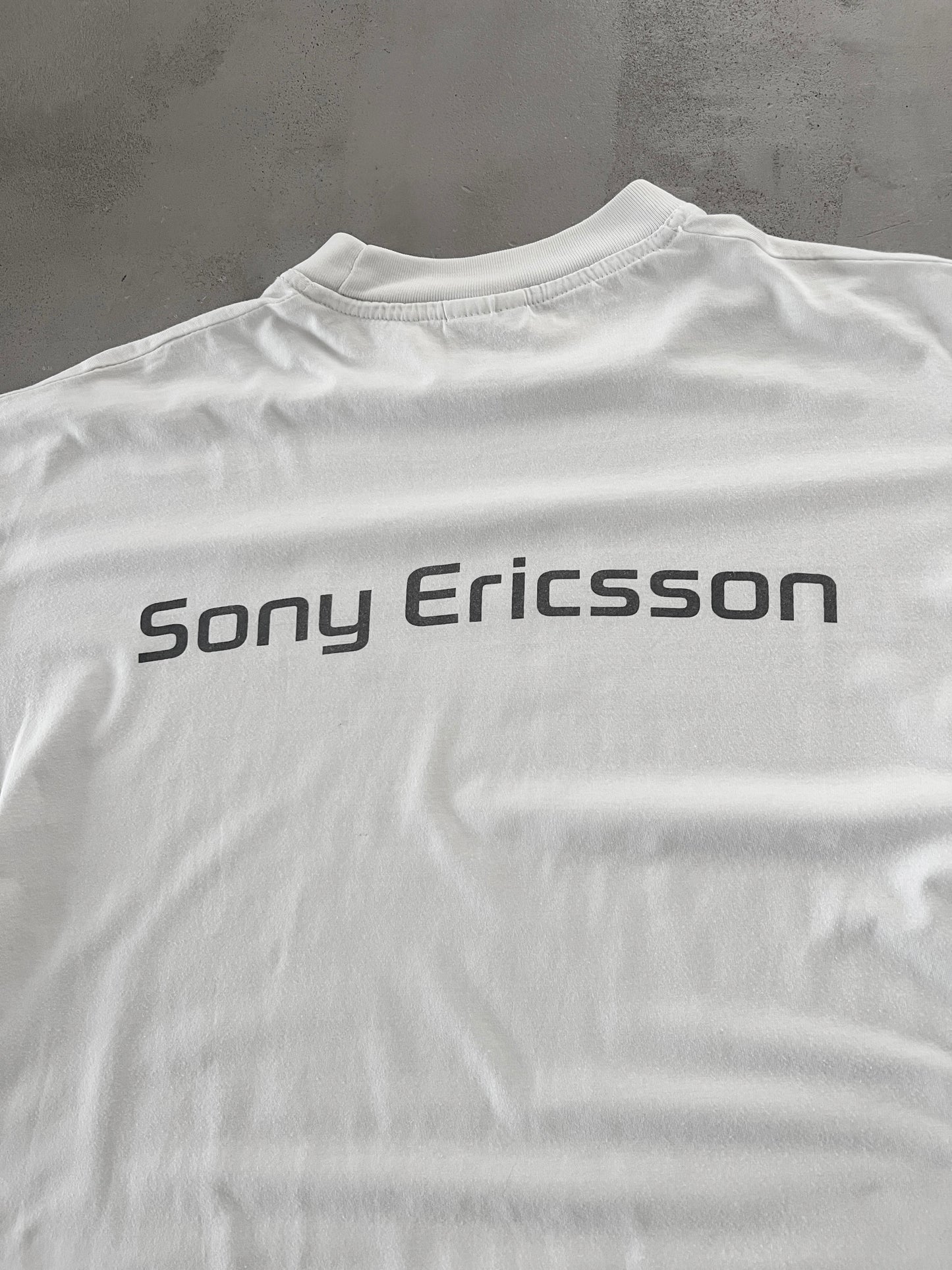 WHITE SONY ERICSSON PROMO TEE - 1990S - XL