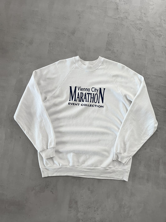 CREAM WHITE VIENNA MARATHON SWEATER - 1990S - L/XL