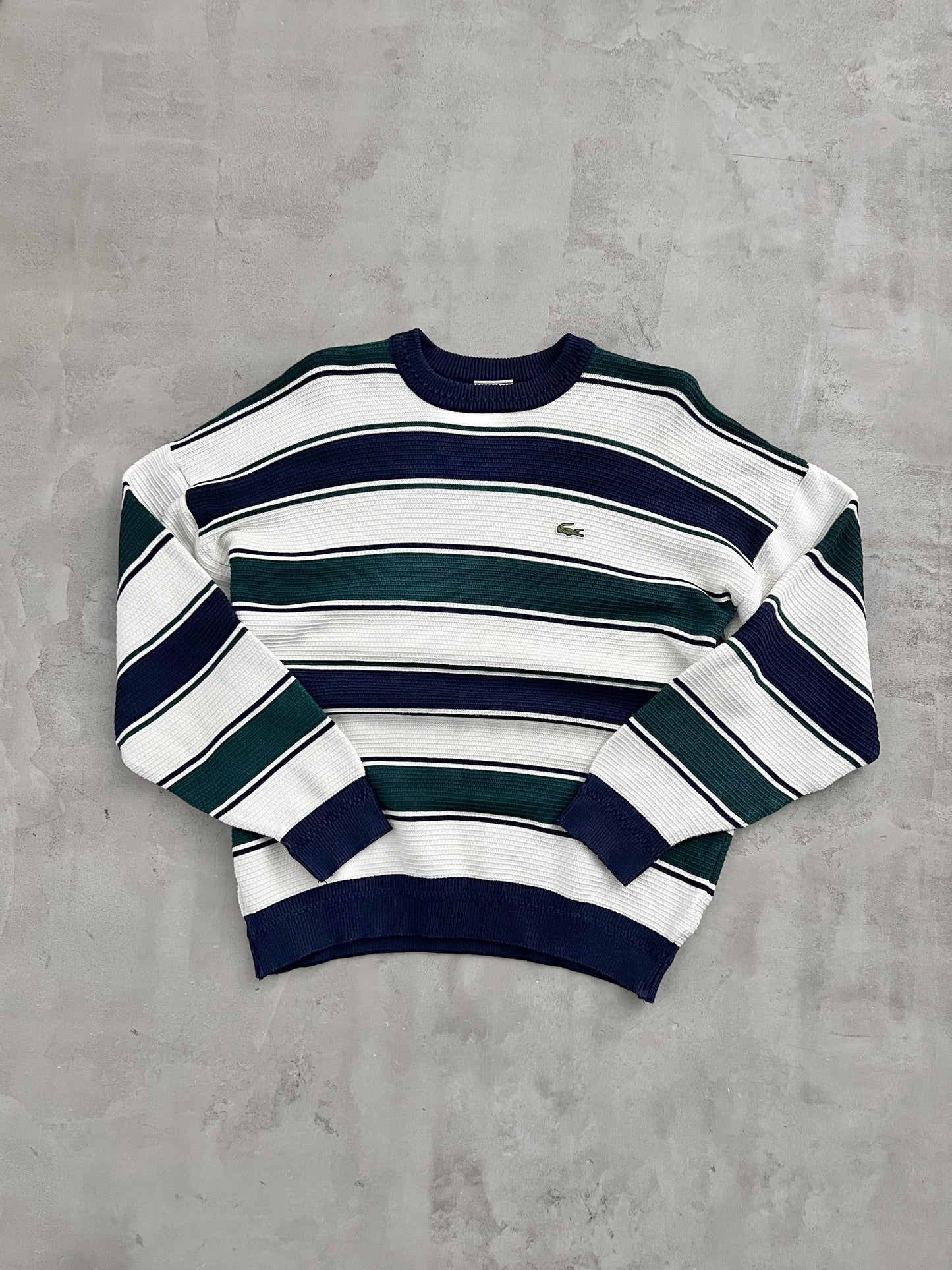 NAVY/GREEN LACOSTE KNIT - 2000S - L/M