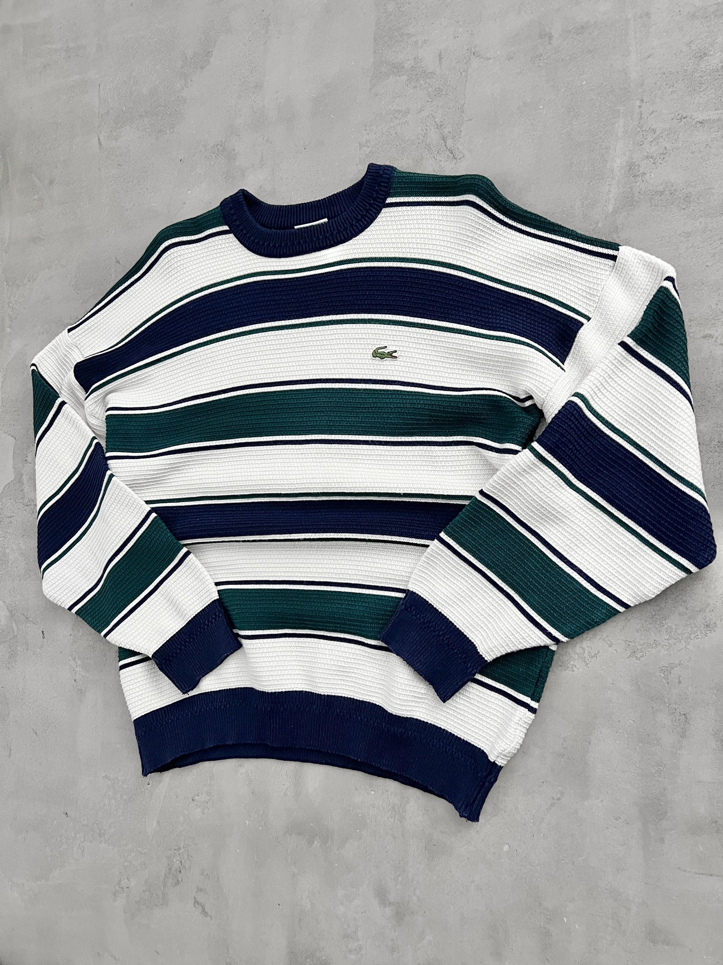 NAVY/GREEN LACOSTE KNIT - 2000S - L/M