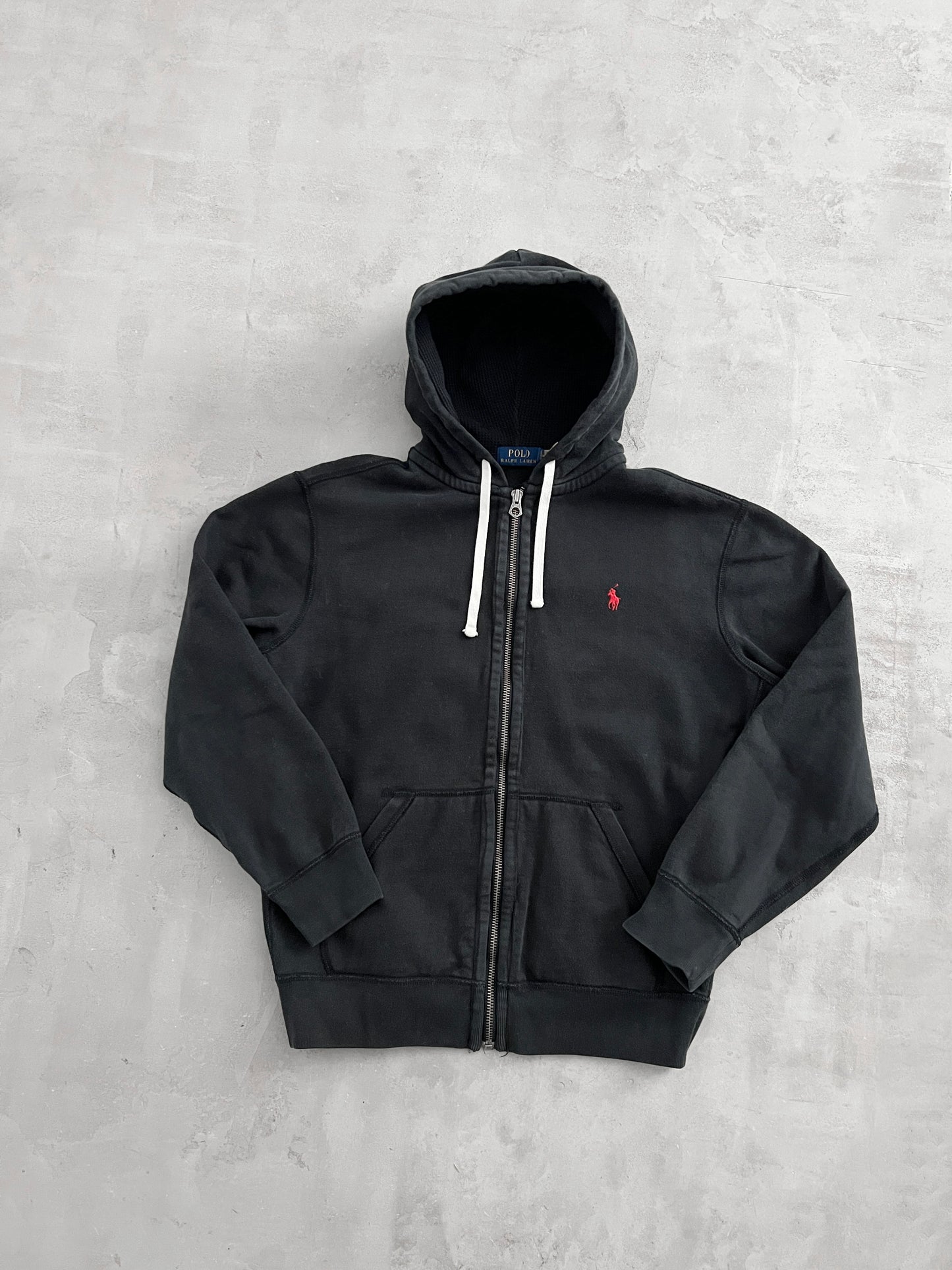 BLACK RALPH LAUREN ZIP UP HOODIE - 2000S - M
