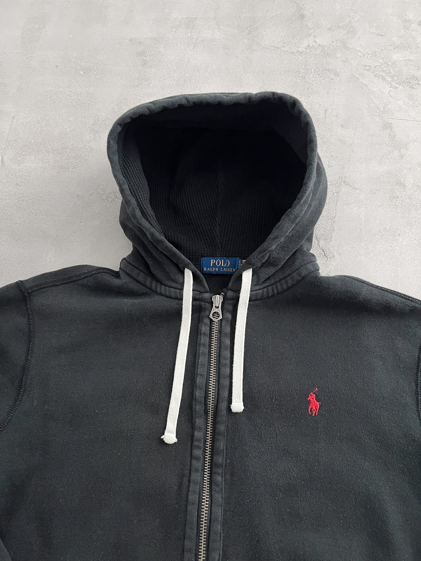 BLACK RALPH LAUREN ZIP UP HOODIE - 2000S - M