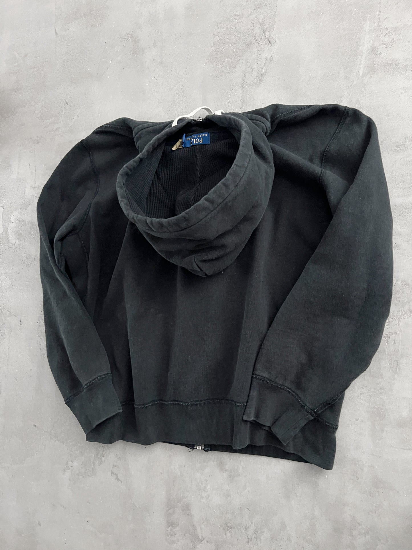 BLACK RALPH LAUREN ZIP UP HOODIE - 2000S - M