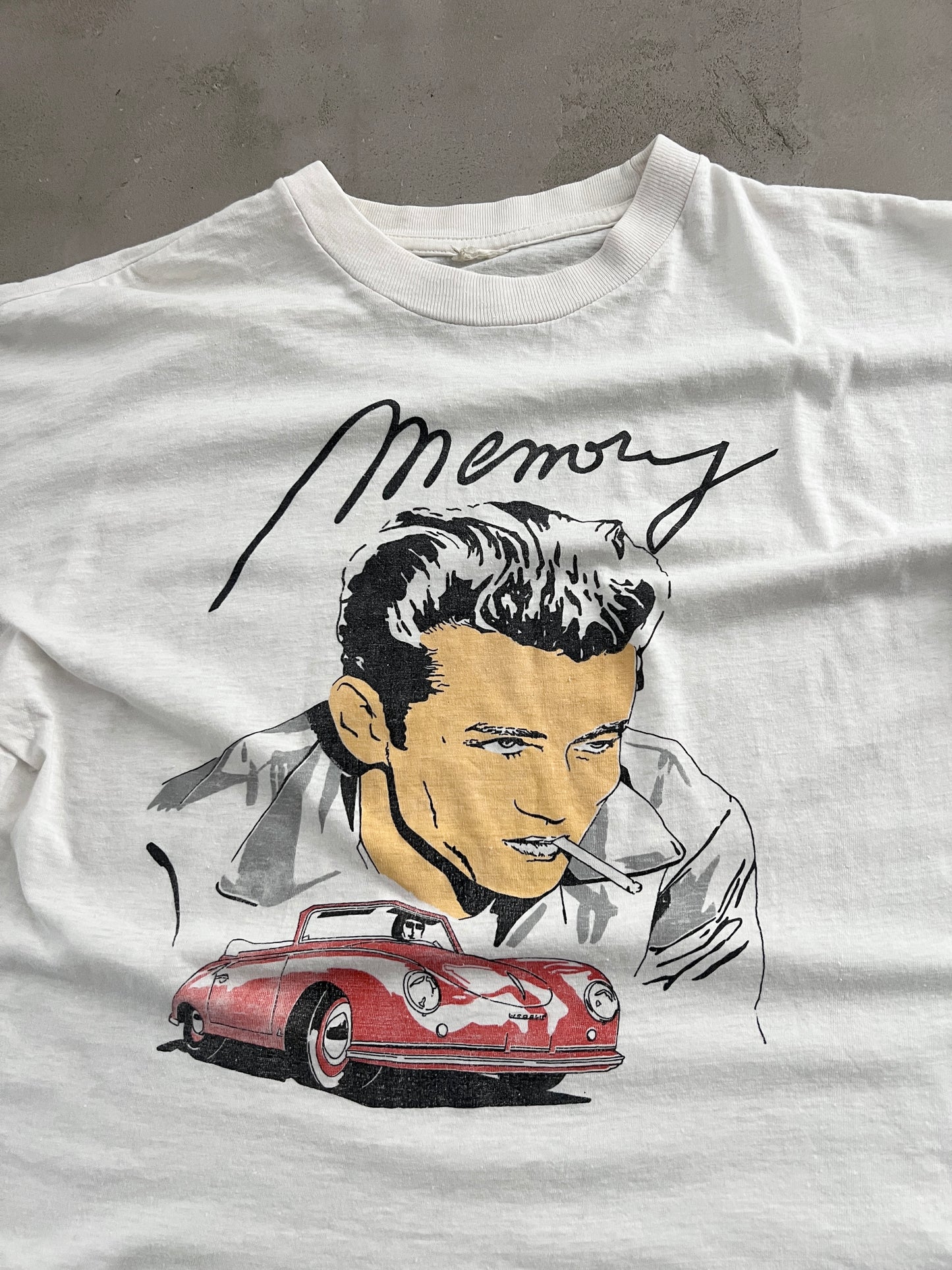 WHITE JAMES DEAN PORSCHE TEE - 1980S - S