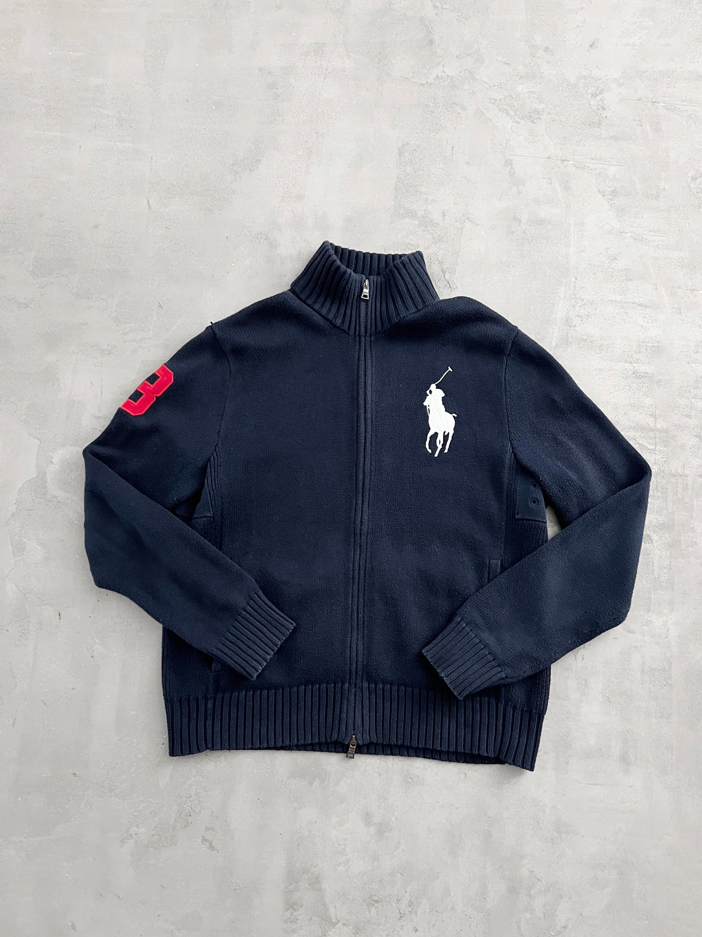 NAVY RALPH LAUREN KNIT JACKET - 2000S - M