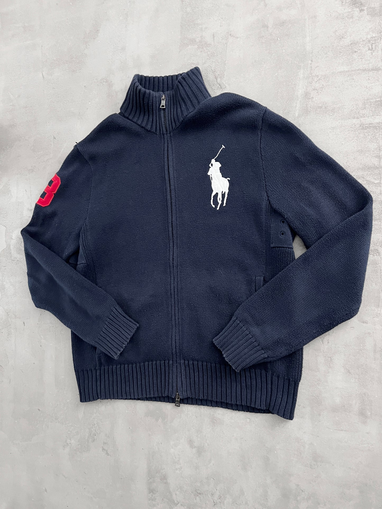 NAVY RALPH LAUREN KNIT JACKET - 2000S - M