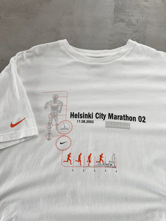 WHITE NIKE MARATHON TEE - 2002 - XL/L