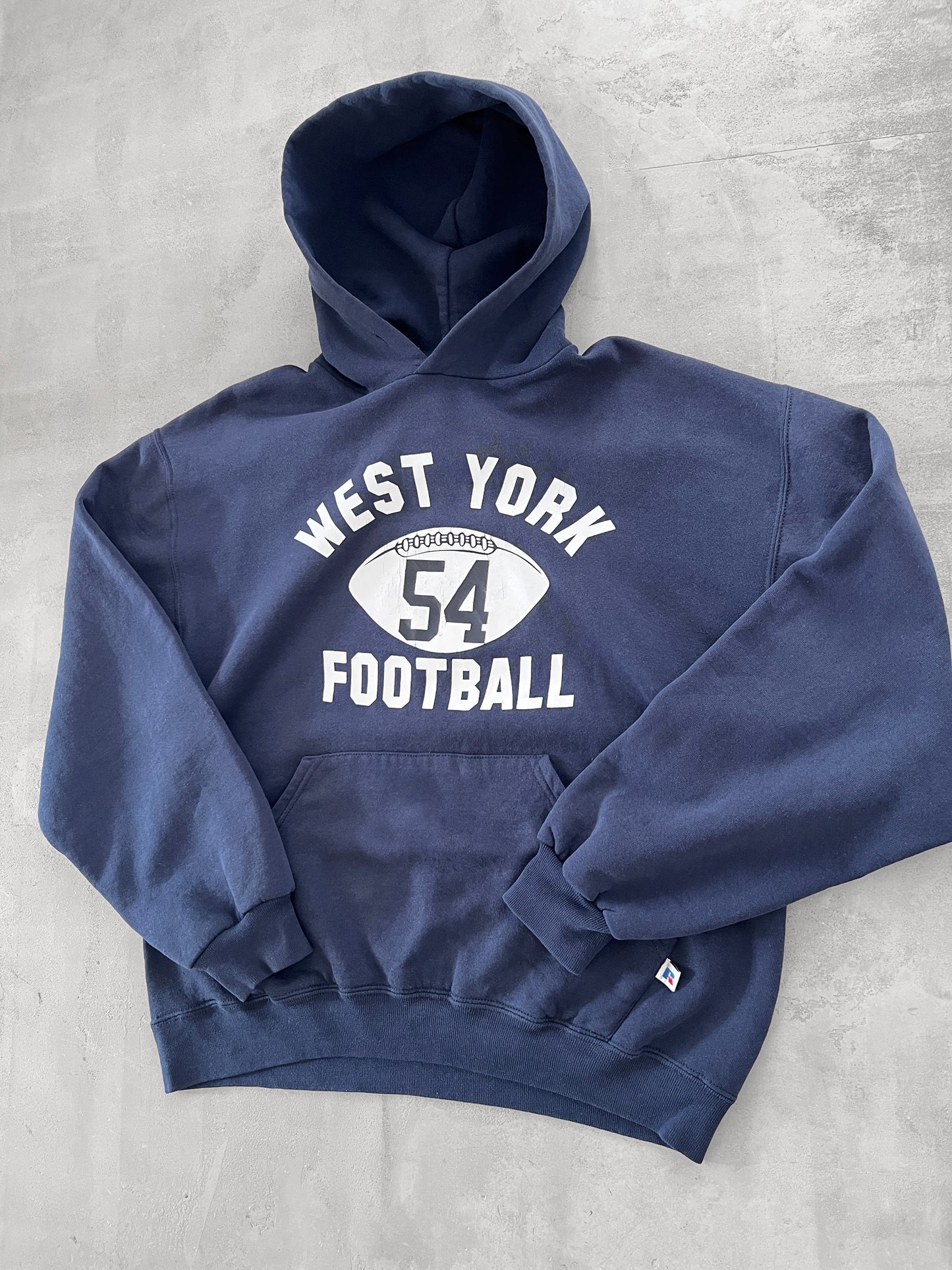 NAVY FOOTBALL RUSSELL HOODIE - 1990S - M/L