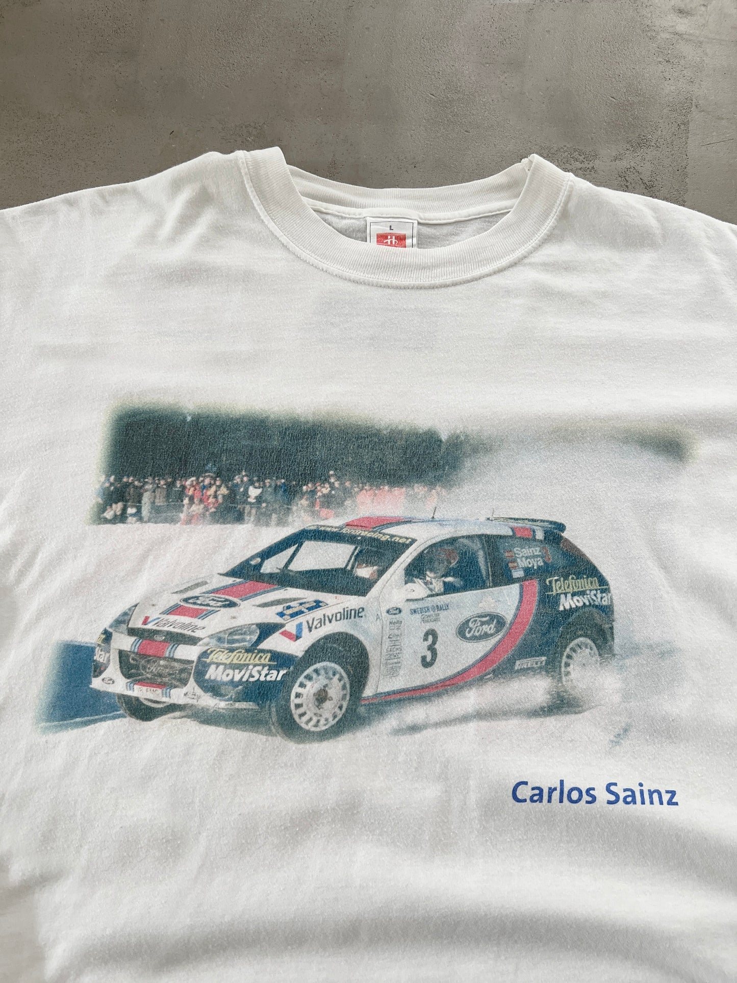 WHITE CARLOS SAINZ SENIOR FORD RALLY TEE - 1990S - L/M