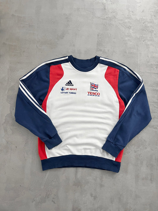 WHITE UK SPORTS SWEATER - 2000S - S/M