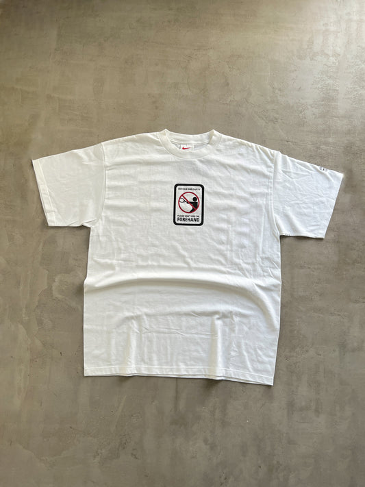 WHITE NIKE TENNIS TEE - 1990S - XL