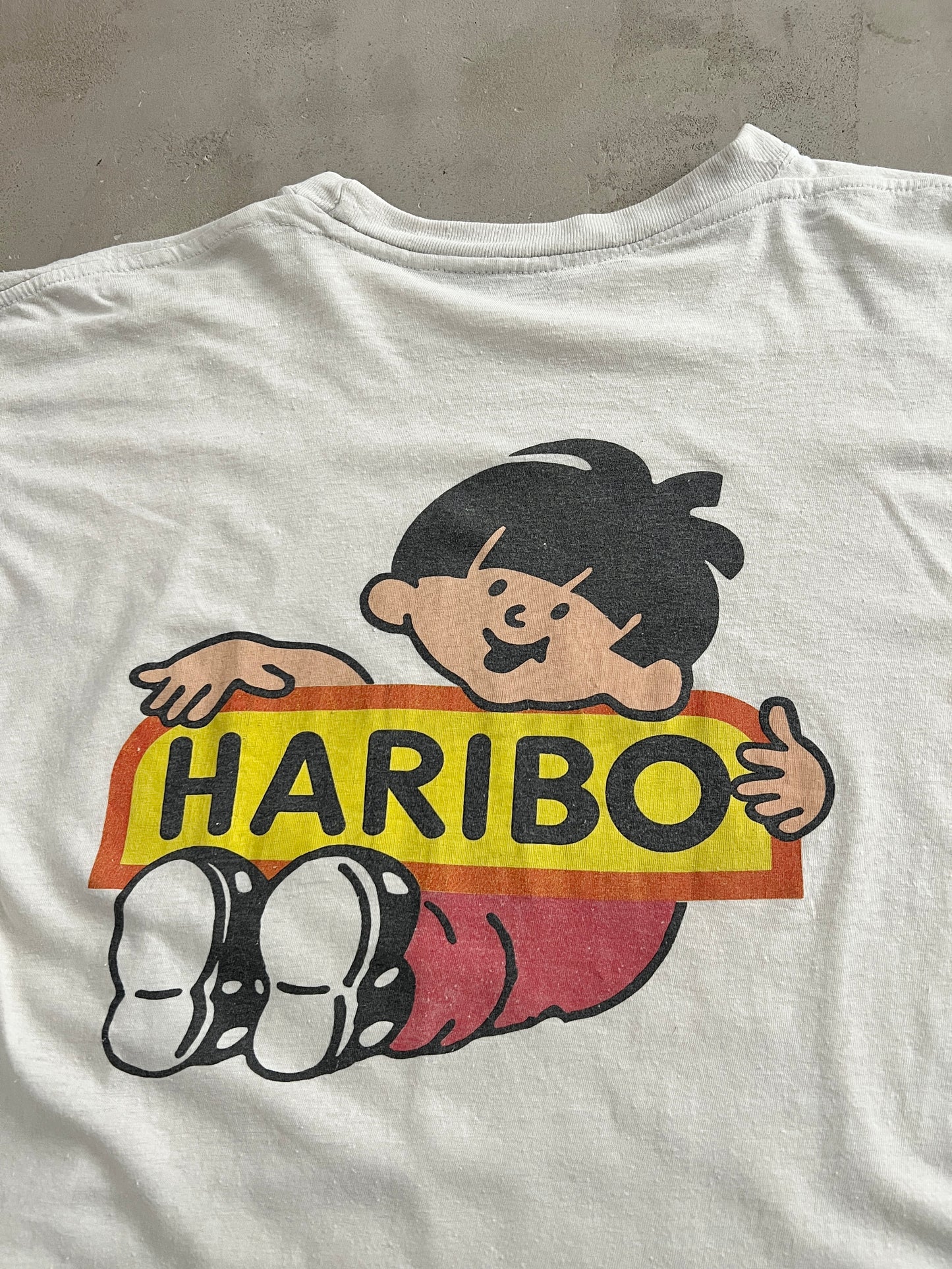 FADED WHITE HARIBO PROMO TEE - 1990S - M/L