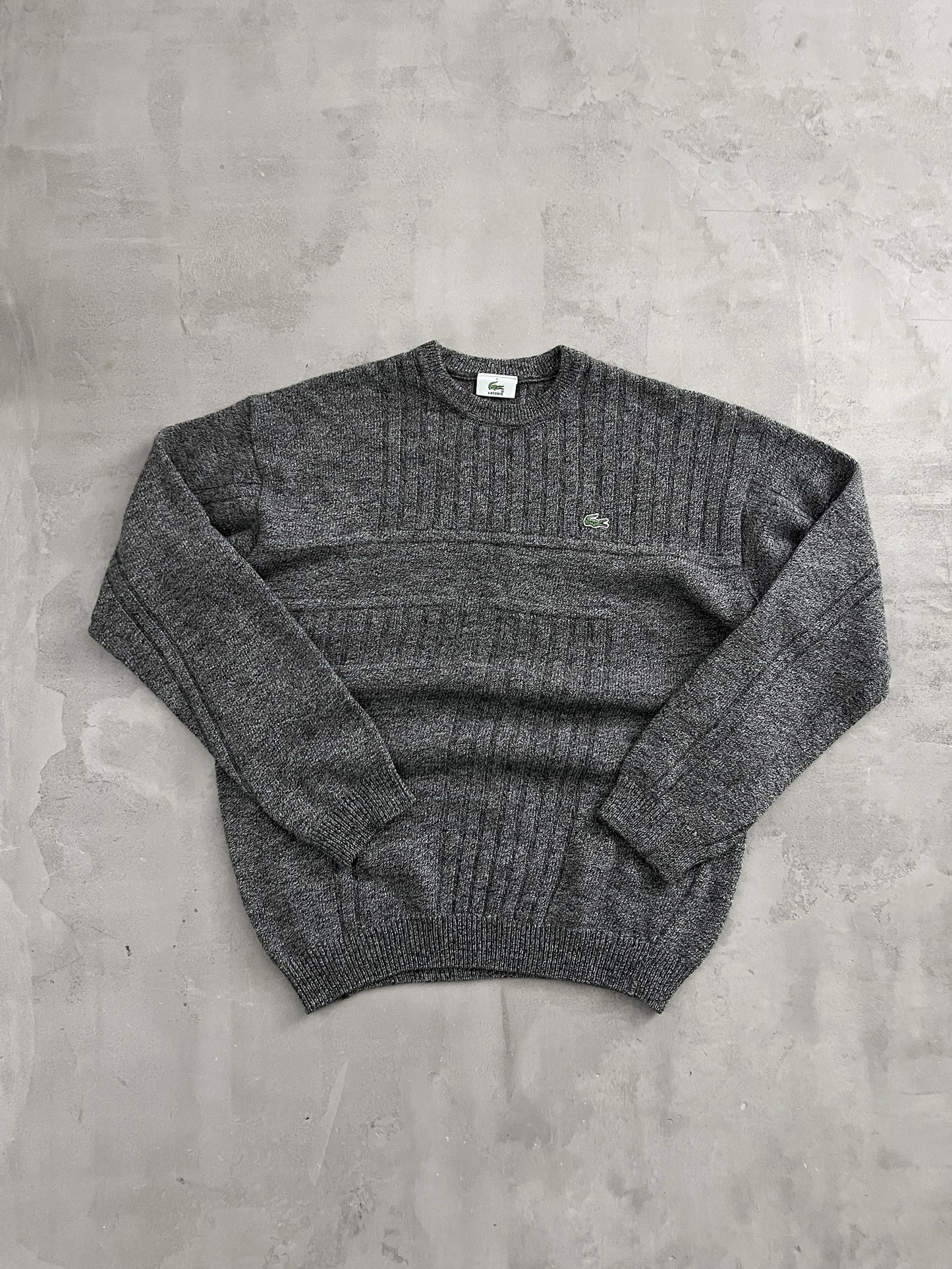 GREY LACOSTE KNIT SWEATER - 2000S - S