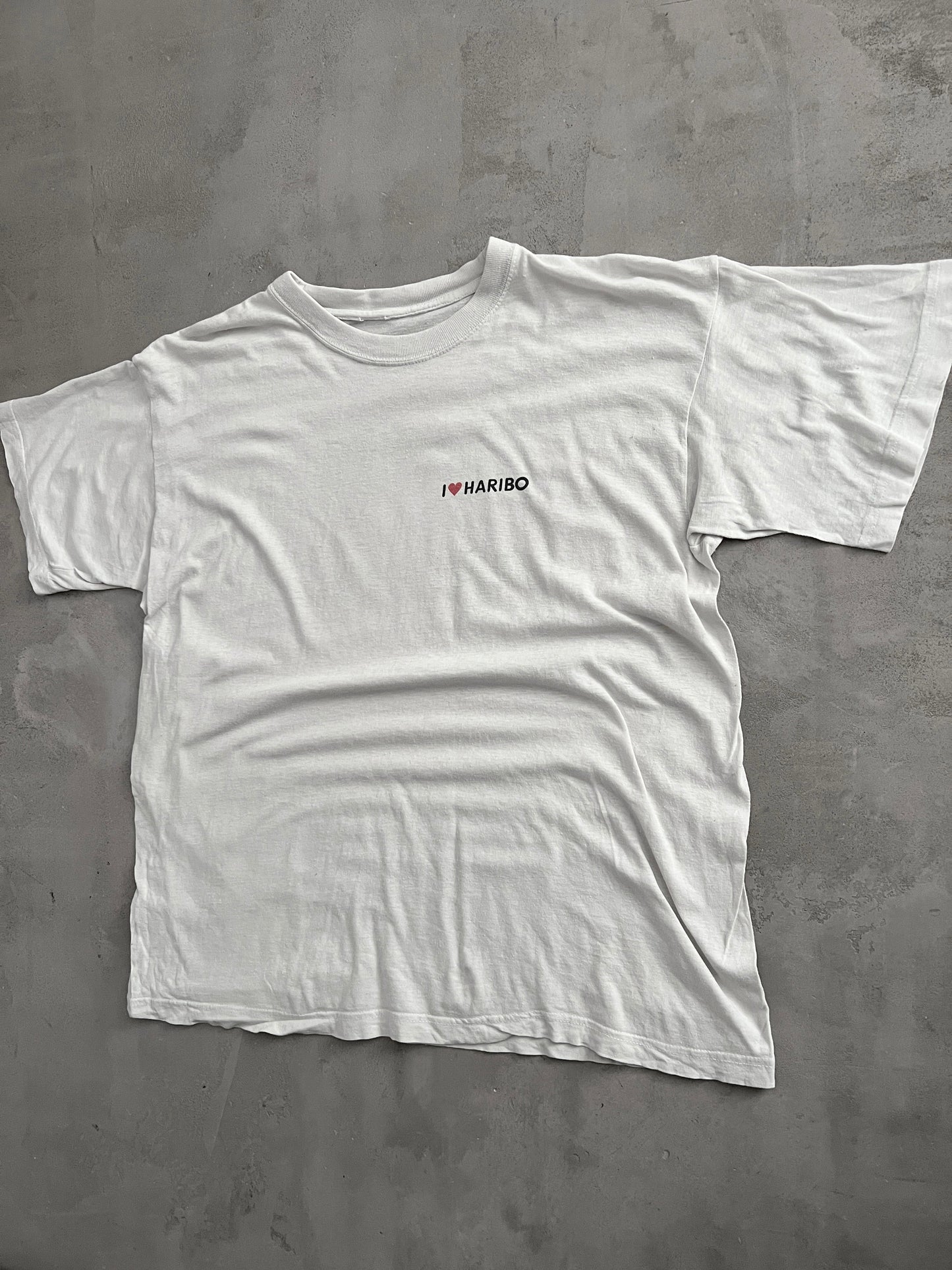 FADED WHITE HARIBO PROMO TEE - 1990S - M/L
