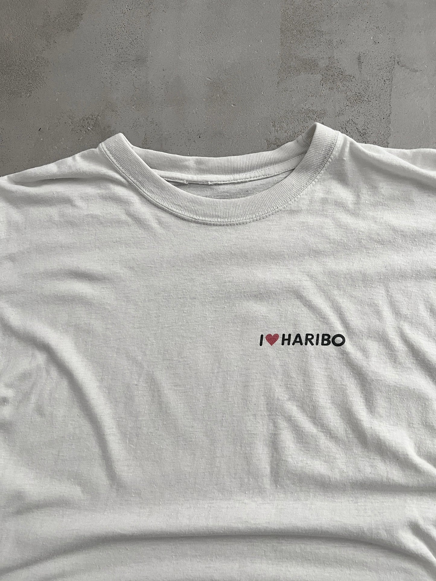 FADED WHITE HARIBO PROMO TEE - 1990S - M/L