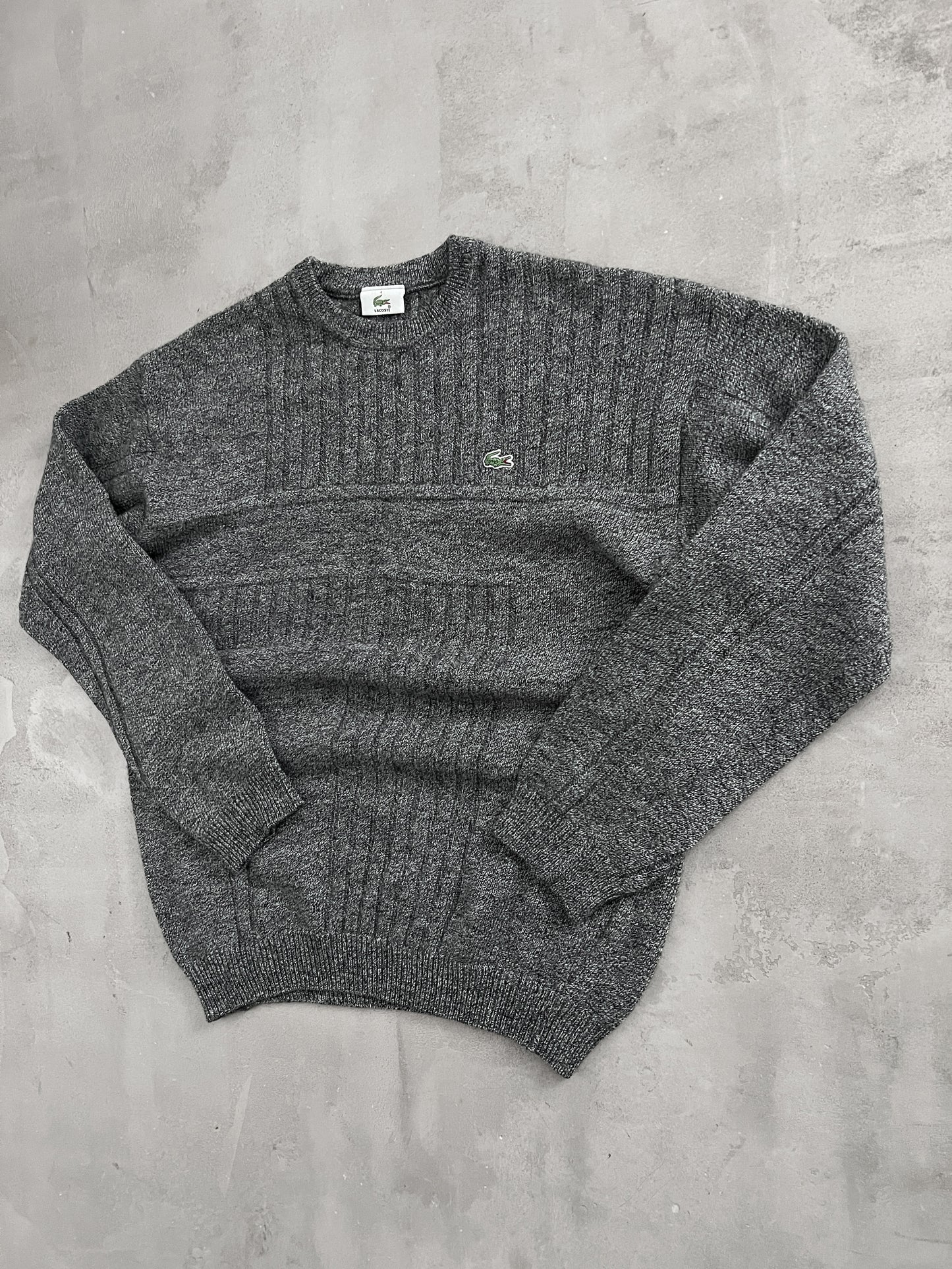 GREY LACOSTE KNIT SWEATER - 2000S - S