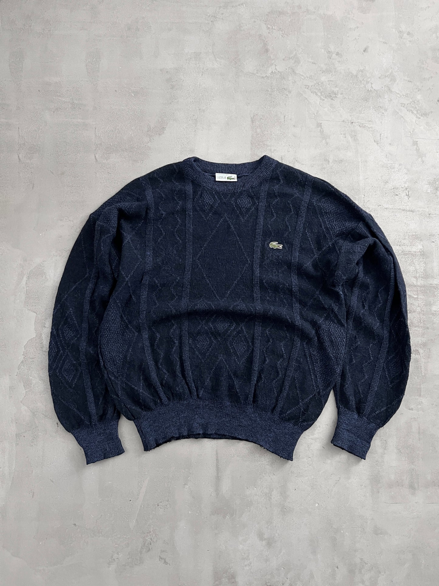 NAVY LACOSTE KNIT SWEATER - 2000S - L
