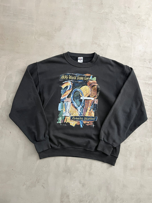 FADED BLACK TENNIS SWEATER - 2000 - M