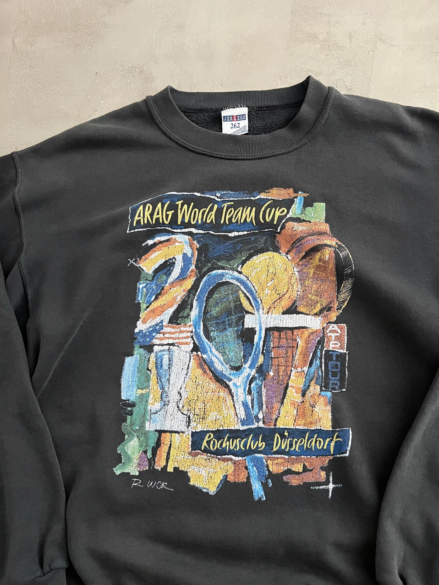 FADED BLACK TENNIS SWEATER - 2000 - M