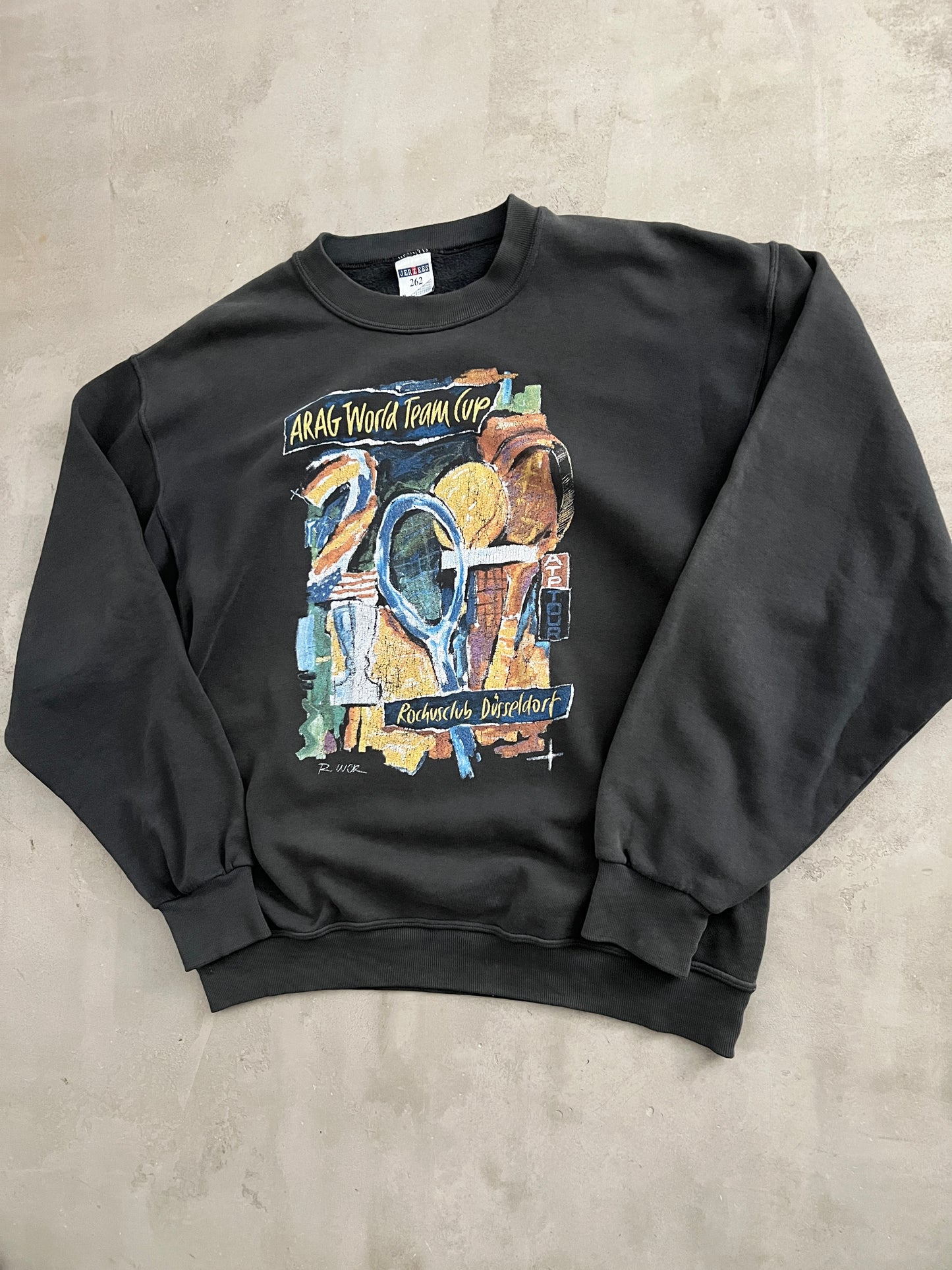 FADED BLACK TENNIS SWEATER - 2000 - M
