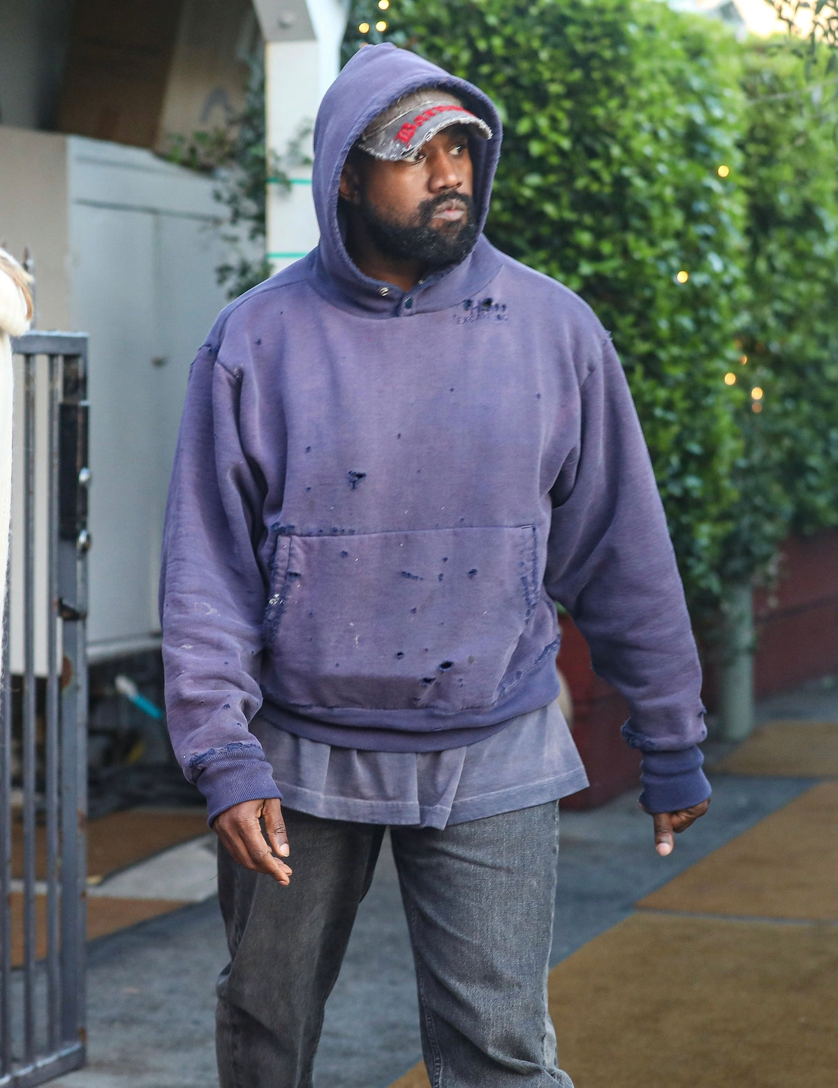 FADED BEIGE/GREY RUSSELL HOODIE - 1990S - XL