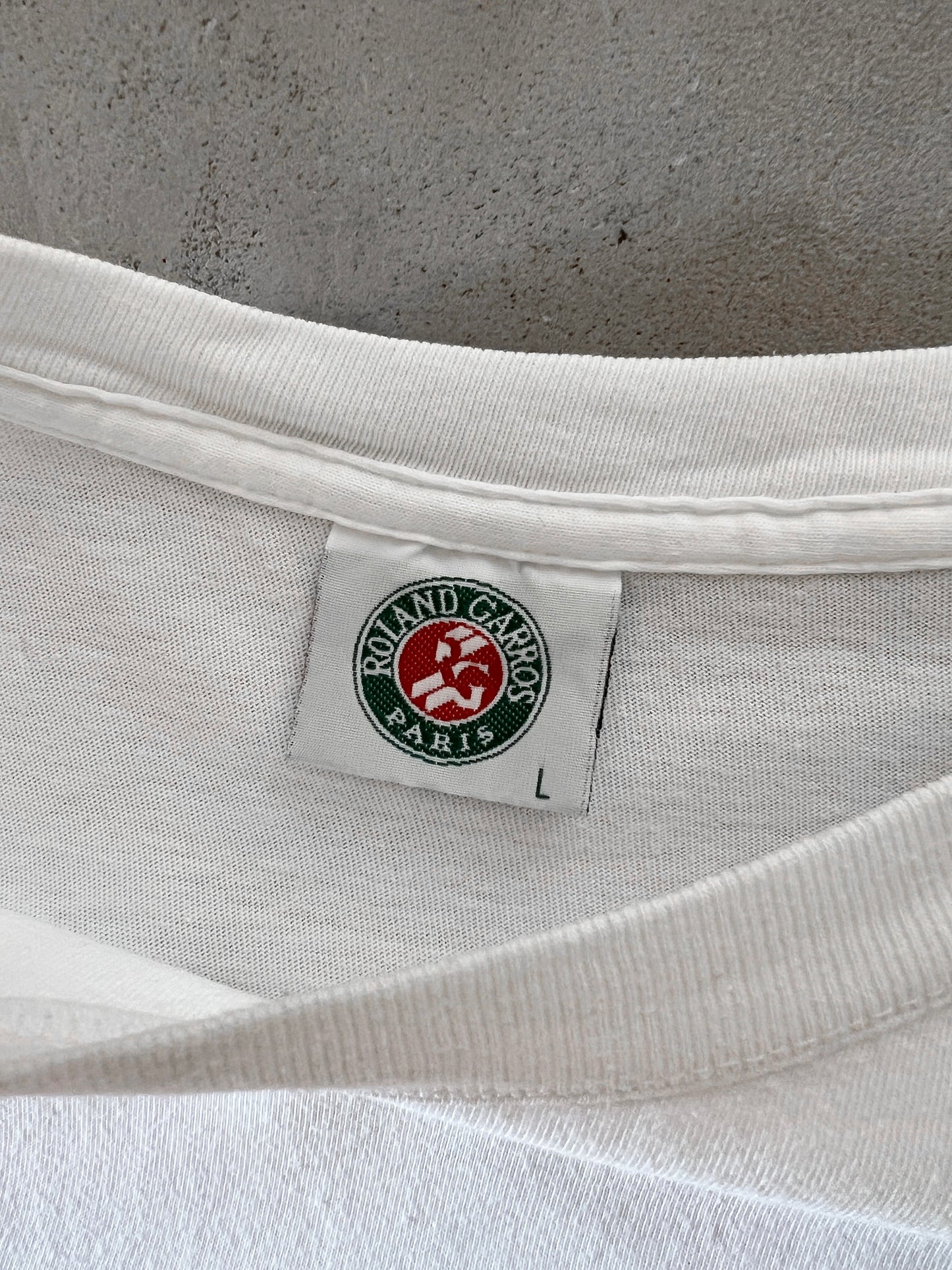WHITE FRENCH OPEN TENNIS TEE - 1999 - L
